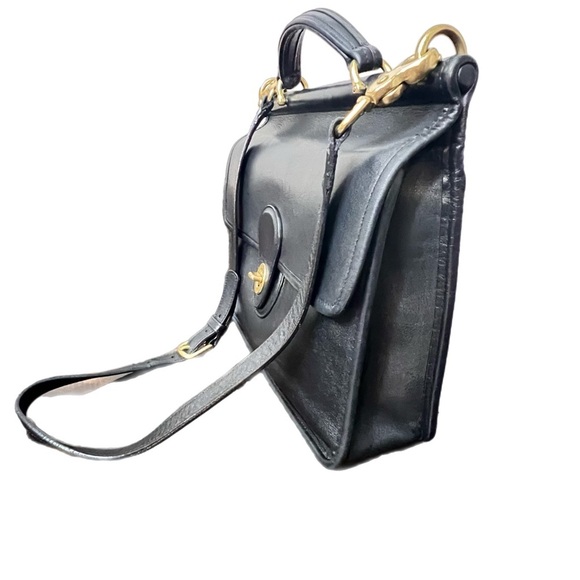 Vintage Coach Black Leather Willis Crossbody/Satchel Bag 9927 - Picture 6 of 12